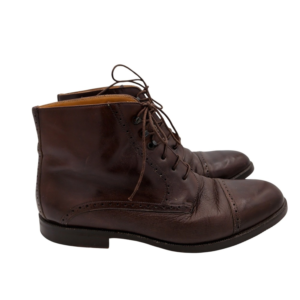 Mezlan Balmoral Mens 8 W Brown Leather Cap Toe Brogue Lace Up Boots Spain 69522